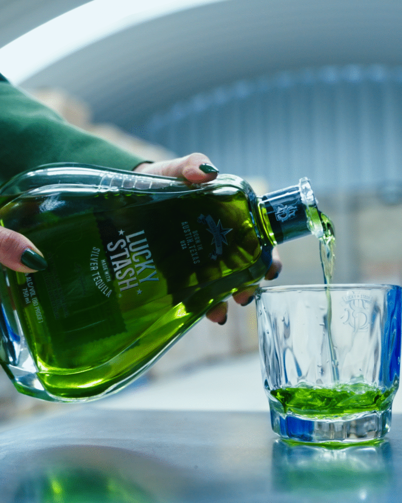 Lucky Stash emerald green comes from all the botanicals.